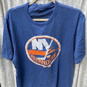NY Islanders Blue w/ Appliqued Emplem Hockey T Shirt New York Size L